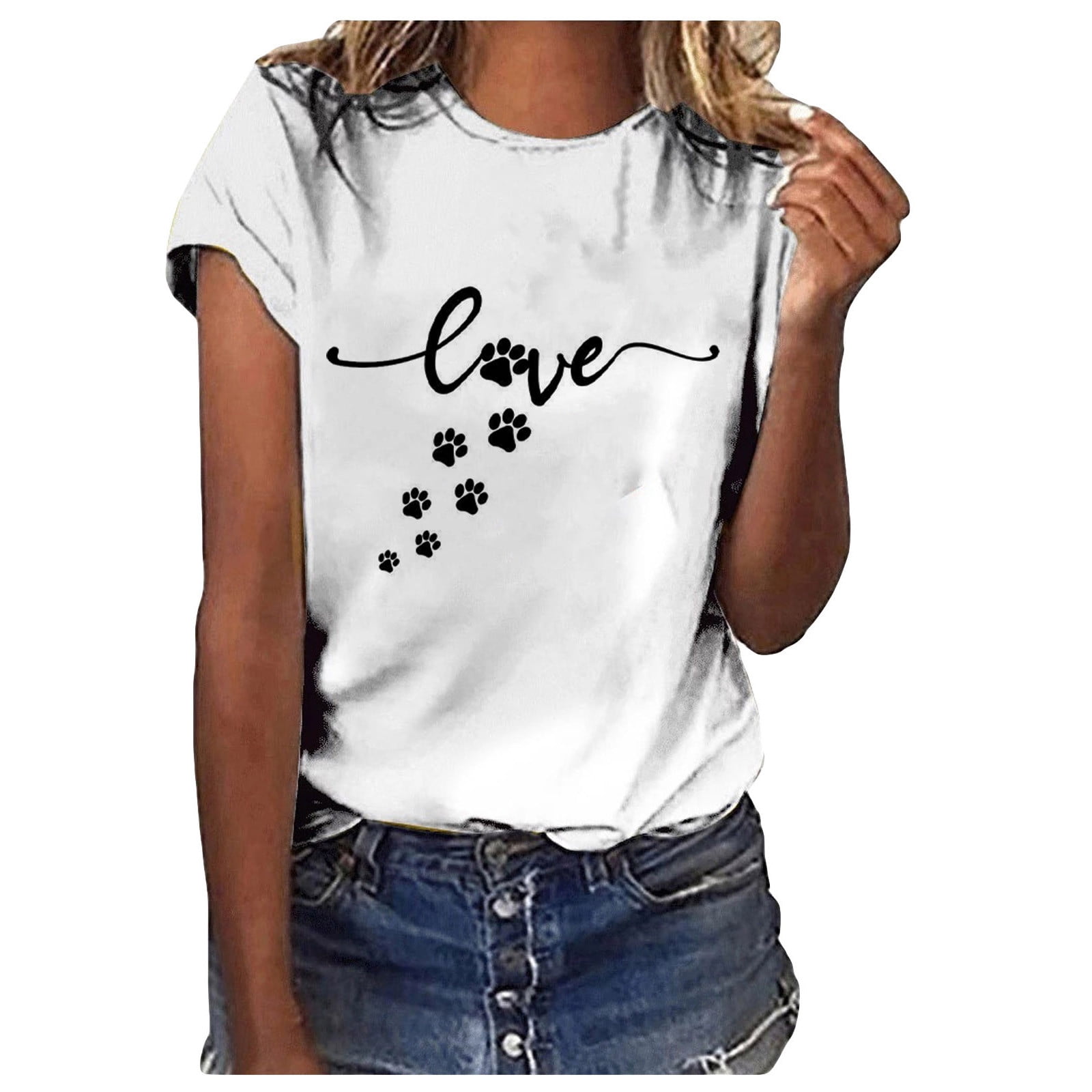 Scyoekwg Womens Short Sleeve Tops Valentine's Day Shirt Crewneck