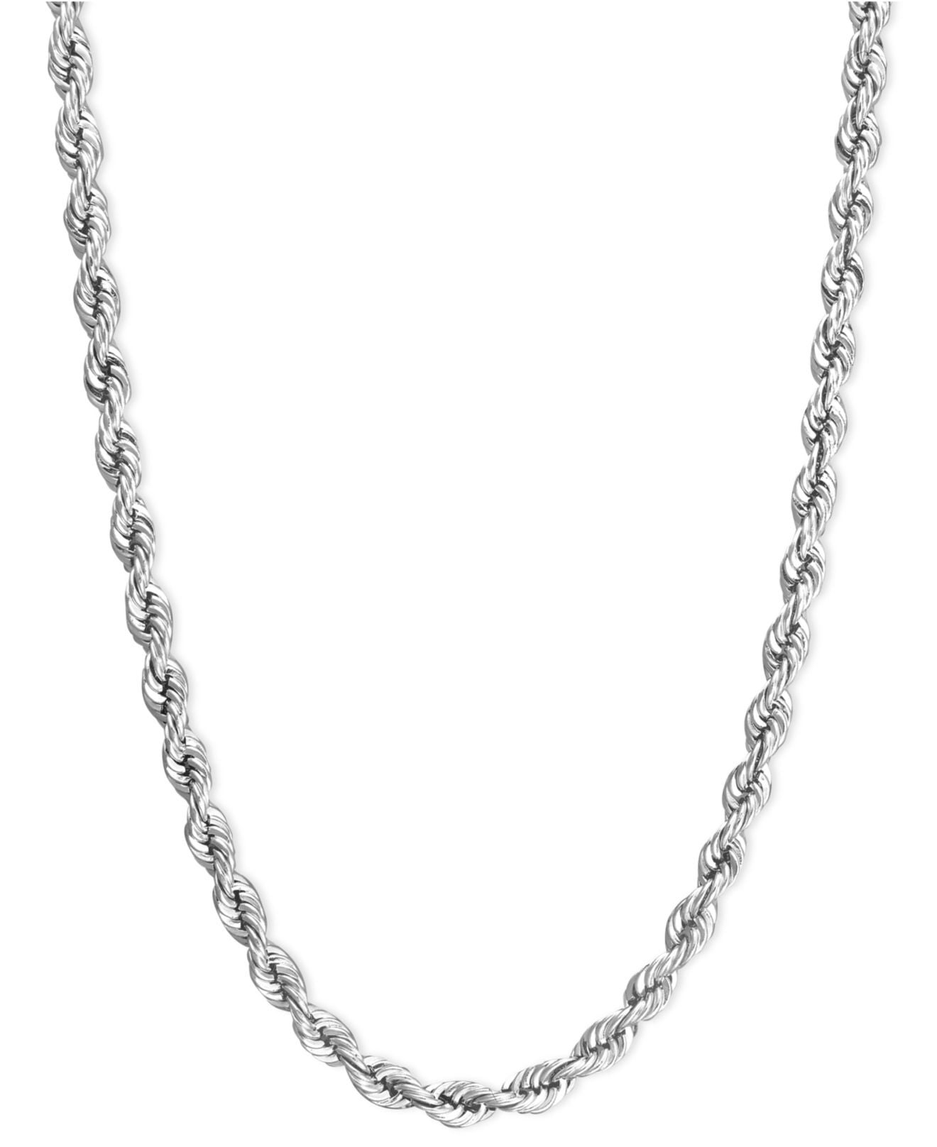 Sterling Silver Italian 3mm Solid Diamond-Cut Braided Rope Chain ...