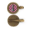 thumbnail image 1 of Checkerboard Tour Mot Blanc Échecs Coiffure Broche Cheveux Clip Barrette, 1 of 3