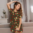 thumbnail image 3 of Rocae Checkered With Golden Stars for Nightgowns for Women Sleep Shirts Short Sleeve Nightshirt Pullover Nightdress, 3 of 6