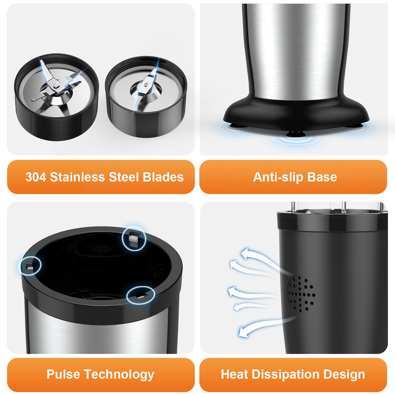 11pcs Personal Blender and Grinder Combo , Smoothie Blender for Shakes, Juices, Youngsters Food, Nutritious Recipe with Brush, Modern Kitchen Appliance,Black