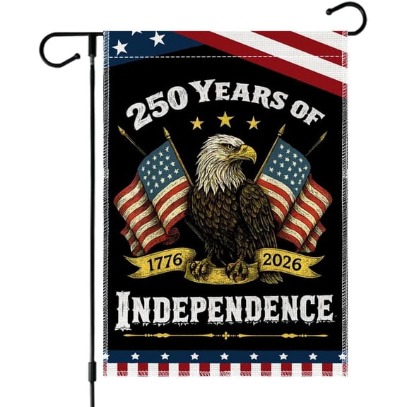 Patriotic 250th Anniversary USA Garden Flag, 12 x 18 Inches, Retro Eagle and American Flag Design for Yard, Porch and Outdoor Holiday Decoration