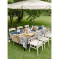 thumbnail image 4 of Outdoor Tablecloth with Umbrella Hole for Patio/Picnic/Party/Camping, Blue Yellow Tulips Waterproof Table Cloth Rectangle Table Cover Washable, Retro Farmhouse Flower Barn Doors Wooden (60"x 120"), 4 of 8