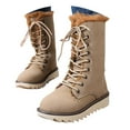 thumbnail image 3 of ibiyuan Snow Boots Women Winter Overseas Trade Plus Size Lined Lace Up Mid Calf Boots,Khaki, 3 of 8