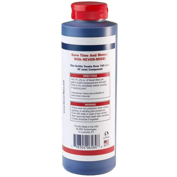 Never-Miss Drywall Mud Tinting Coloring Gel Additive for Finish Coats and Sanding (16.9 oz. Blue)