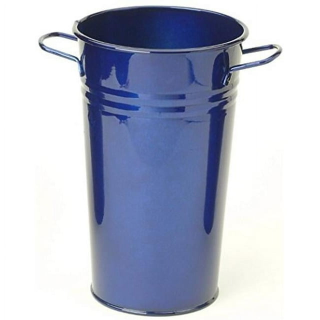 Houston International Trading 8295E GB Enameled Galvanized Vase, Glazed Blue