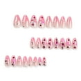 thumbnail image 4 of 24 Pcs fun spring nails Medium Almond Fake Nails with Glue Nude Full Cover False Nails with Pearl Strawberry Pattern Designs Glossy Stick Acrylic False Nail Kit Cute Glue on Nails for Women, 4 of 6