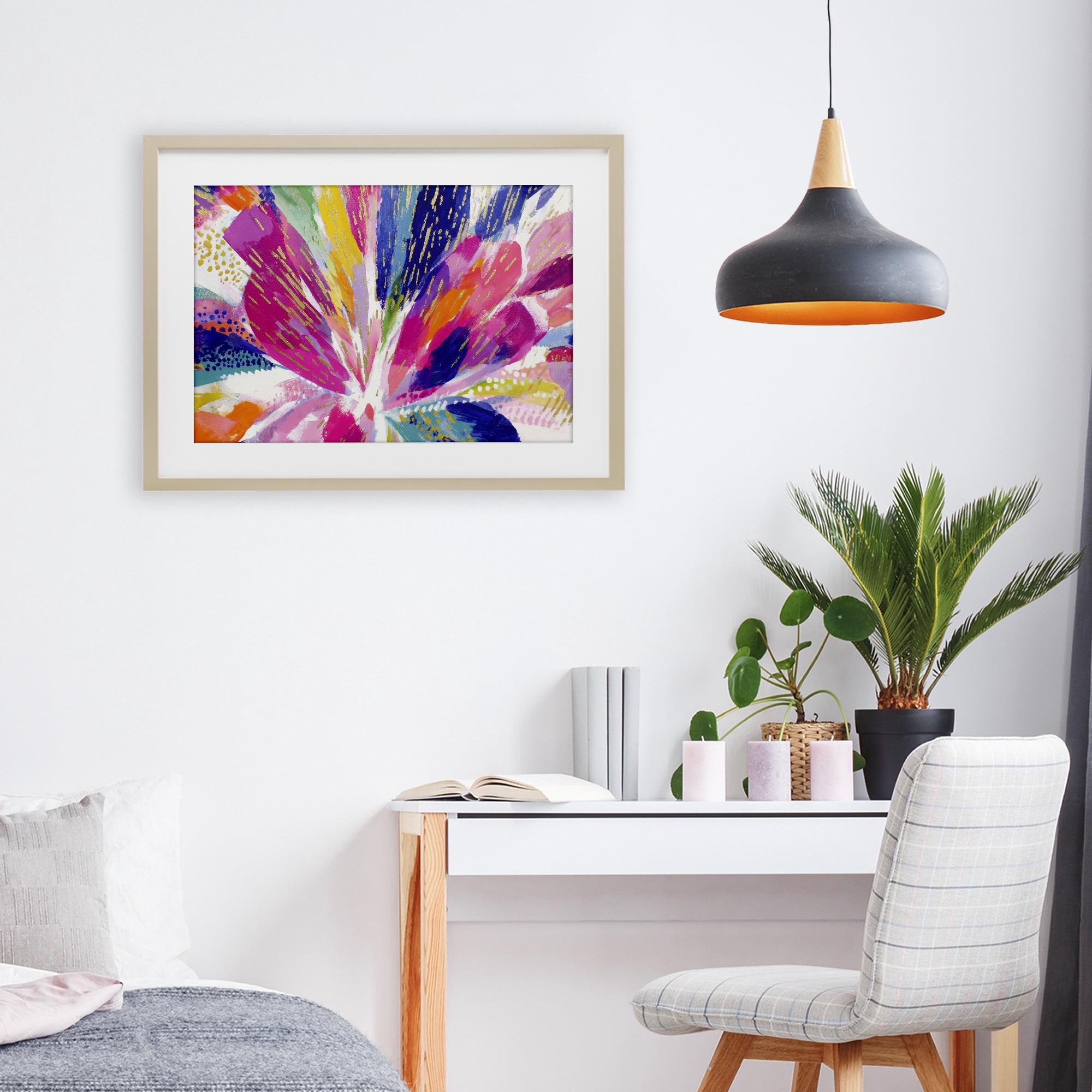 Stupell Industries Flower Burst in Vibrant Tones Birch Framed Print Under Glass, design by Chromatic Storm Studio