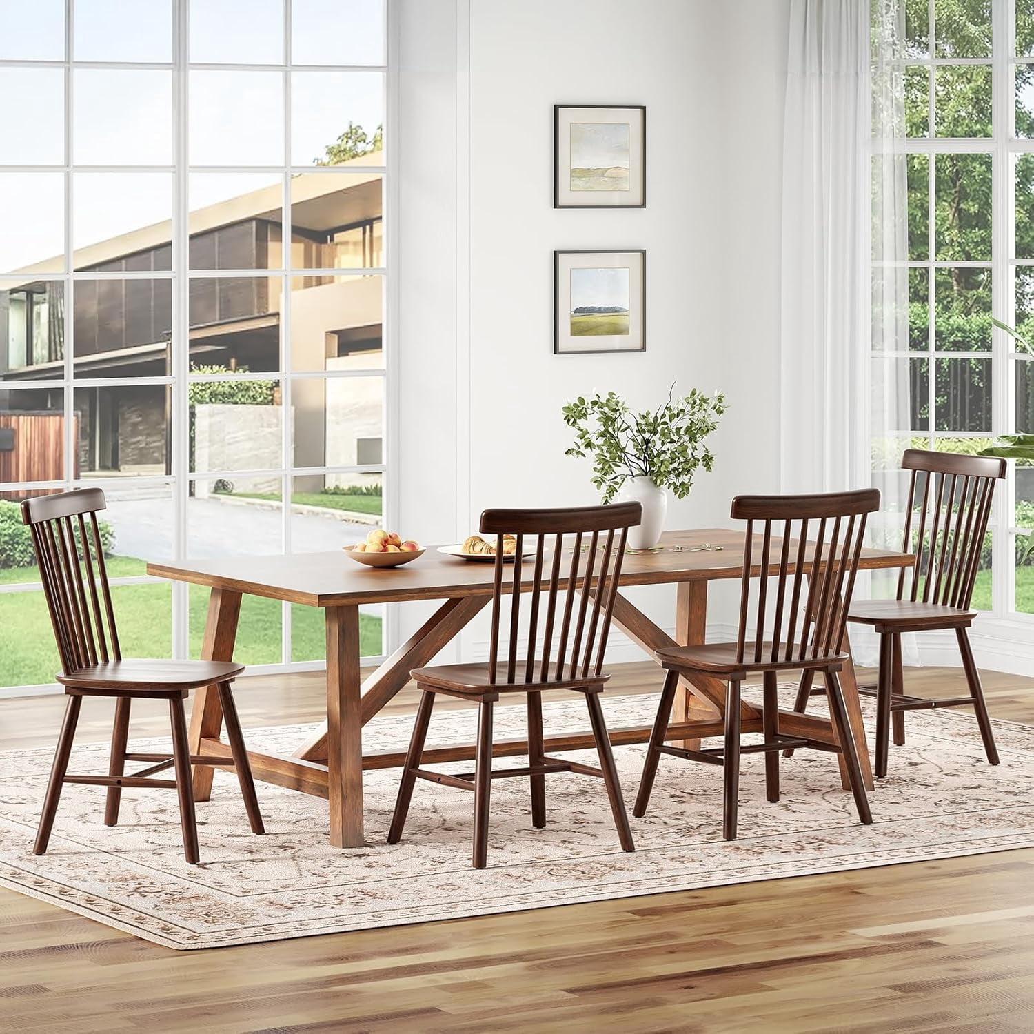 STARY Windsor Dining Chairs Set of 4, Kitchen & Dining Room Chairs with Spindle Back, Mid Century Modern Dining Table Chairs, Wood Dining Chair