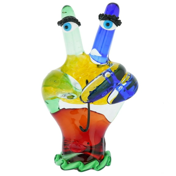 GlassOfVenice Murano Glass Picasso Hand Victory Sign
