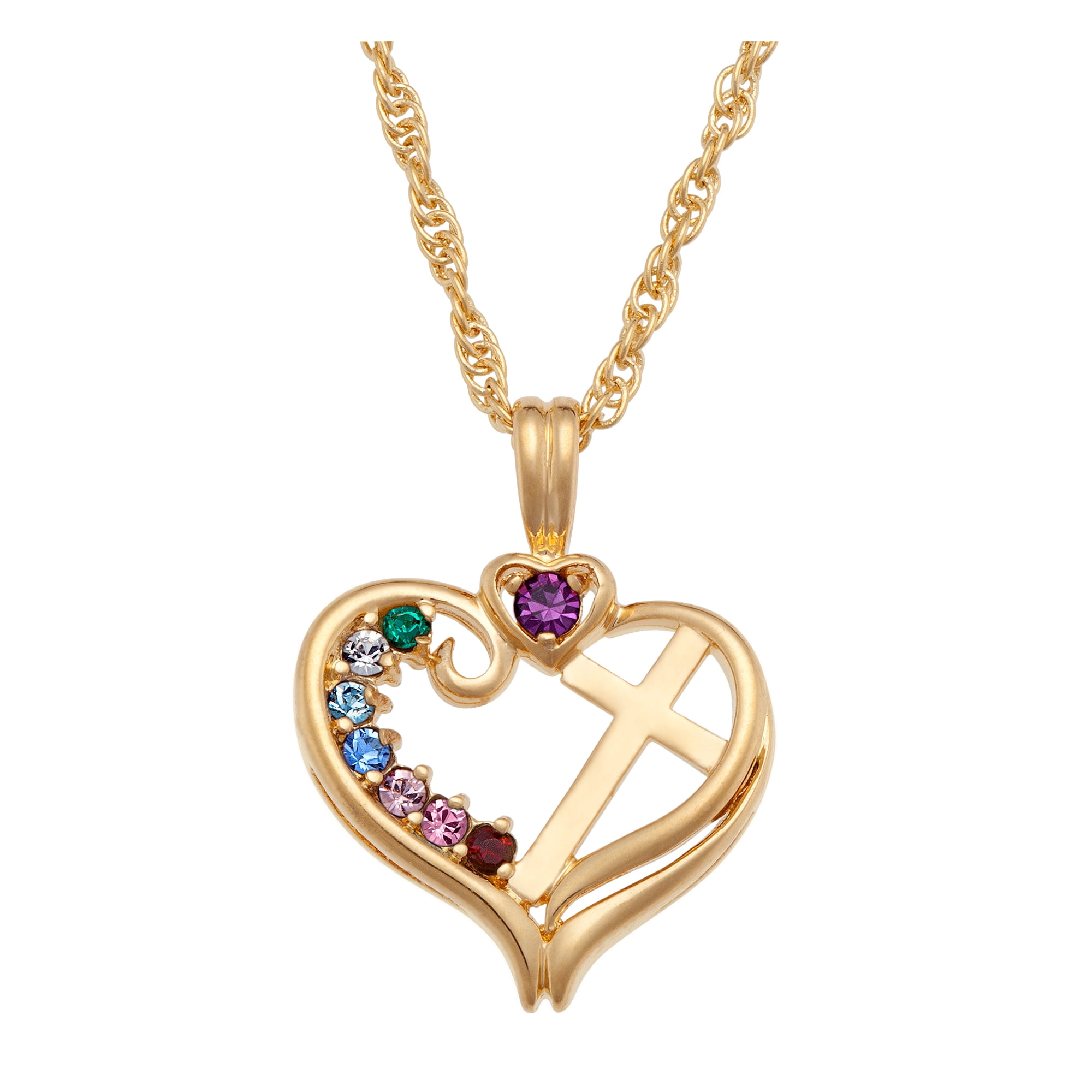 Family Jewelry Personalized Mother's 14K Gold-Plated Birthstone Pendant