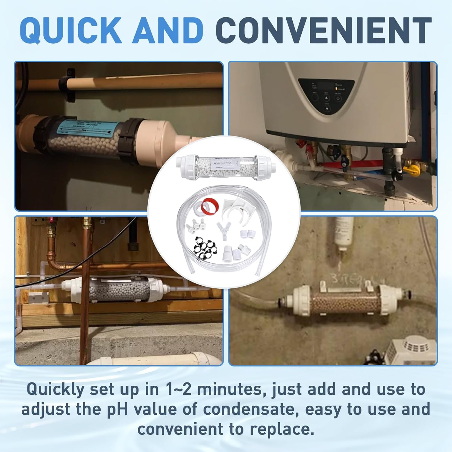 Condensate Neutralizer Kit, Compatible with Rinnai Tankless Water Heater, Replacement for Model 804000074 - Acidic Condensate Neutralizer Prevents Pipe Corrosion & Damage