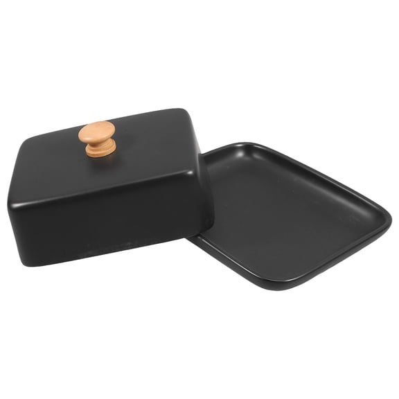 Hemoton Ceramic Butter Dish with Lid for Countertop, Farmhouse Kitchen Storage Container for Cheese and Butter