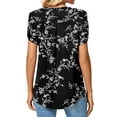 thumbnail image 4 of Hibeli Womens Summer Tunics Tops Floral Print Short Sleeve Casual T-Shirts V Neck Lightweight Cute Blouse, 4 of 5