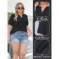 thumbnail image 6 of VDJ Plus Size T Shirts for Women Solid Color Tops Loose Oversize Tunics Tee Short Sleeve V Neck Black Blouses Size 2XL, 6 of 9