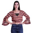 thumbnail image 4 of Moomaya Printed Womens Crop Top Wrap Style Top Wear Ruffle Long Sleeve Casual Summer Blouse, 4 of 6