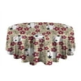 thumbnail image 5 of Beige Baseballs with Flowers Pattern Round Tablecloth 60"x60",Wrinkle Wipeable Table Cloth for Kitchen Dining Room Picnic Patio Party, 5 of 6