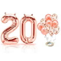 PARIS PRODUCTS - 20th Birthday Rose Gold Balloons & Number 20 Mylar Balloon, 20th Birthday Party Decor, 20th Birthday Decorations for Girl, 20th Birthday Decorations Girl 20