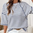 thumbnail image 5 of Hilenly Oversized Tshirts for Women Short Sleeve Striped Tee Shirt Casual Crewneck Summer Tops, 5 of 9