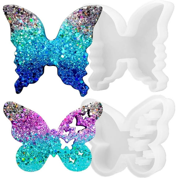 Butterfly Epoxy Resin Molds 2 pack Butterflies Silicone Mold for Candle Making DIY Soap Resin Casting Art Crafts Mould Home Wedding Decoration Paperweight Craft Gift Concrete Cement Plaster Moulds