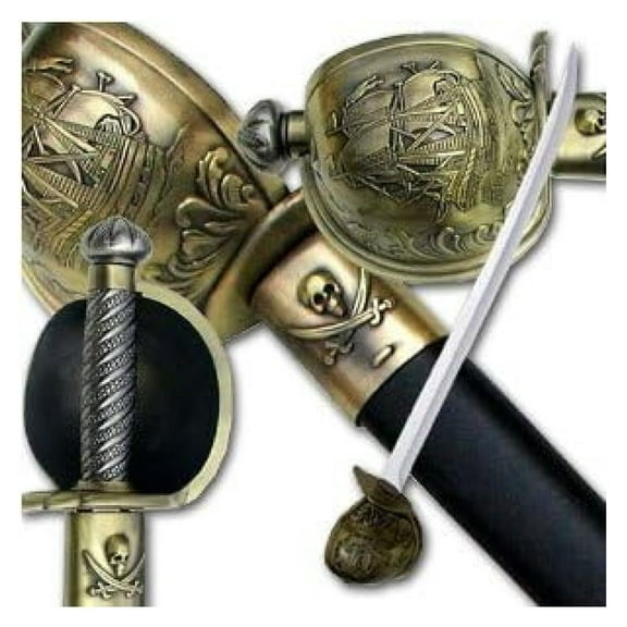 Pirate of Caribbean Cutlass Sword with Basket Guard