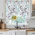 thumbnail image 3 of Swag Valance Curtains for Windows, Aqua Grey Botanical Light Filtering Kitchen Curtains with Rod Pocket, Watercolor Spring Floral Summer Leaf Window Treatment Valances for Living Room, 36x63 - 2 PCS, 3 of 9