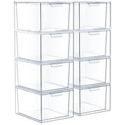 Sorbus Stackable Acrylic Drawers - Clear Make Up Organizers for Vanity - 8 Plastic Storage Bins for Room Decor, Bathroom Organization and Storage, Office Supplies, Makeup Drawer Organizer, Undersink
