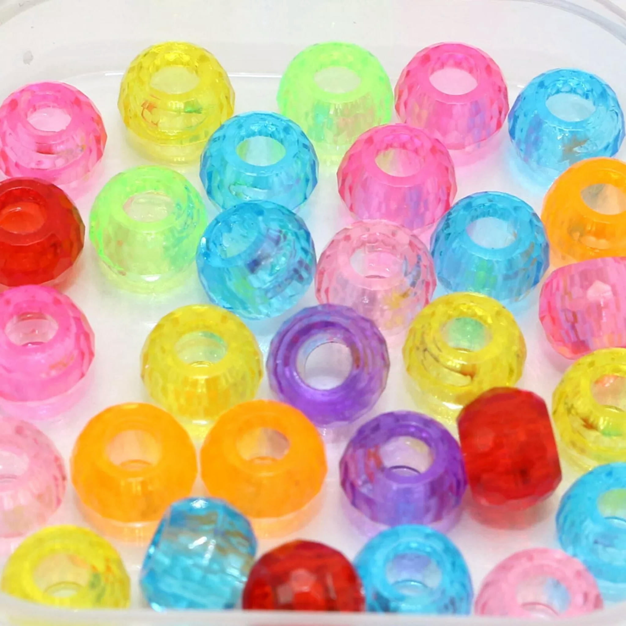 U8MO 1000 Mixed Transparent Color Acrylic Faceted Round Pony Beads 9X6mm Kids Crafts
