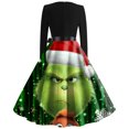 thumbnail image 3 of Corashan de Noël Abordable Chandail de Noël Amusant Robe Évasée de Noël pour Femmes Robe à Manches Longues Robe de Fête Décontractée Verte, P, 3 of 3
