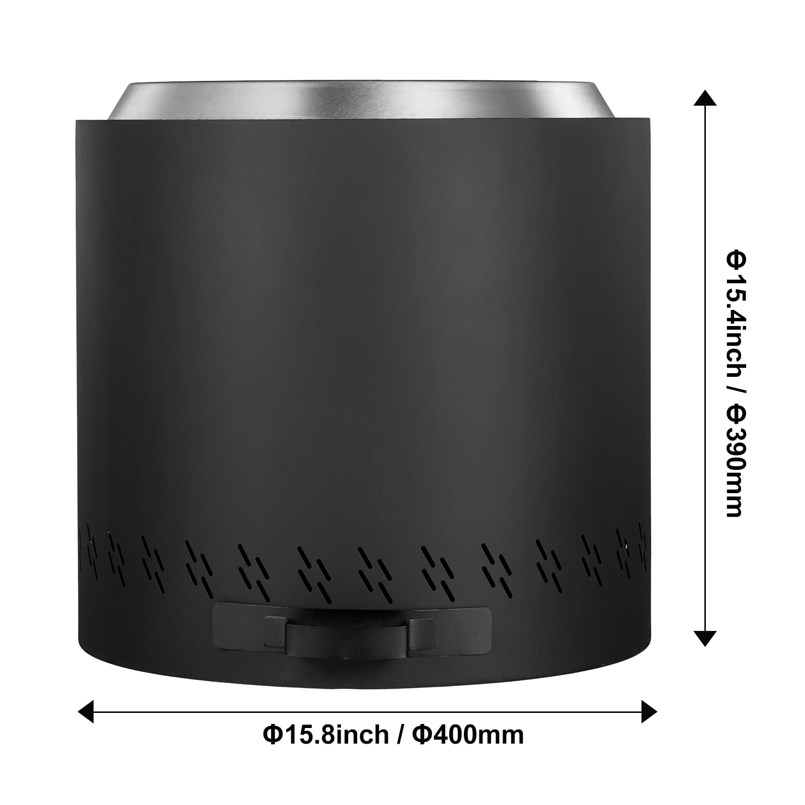 SKYSHALO Smoke-Free Fire Pit, H: 15.4 in x Dia: 15.7 in, Wood-Fueled Fireplace with Detachable Ash Tray, SUS430 Stainless Inner, Portable for Outdoor Patio and Camping