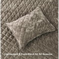 thumbnail image 6 of Chezmoi Collection Lux Taupe Velvet Quilt King Set, 3-Piece Lush Plush Distressed Velvet Bedding All Season Lightweight Bedspread Brushed Microfiber Reverse with Diamond Stitch Quilting, 6 of 9