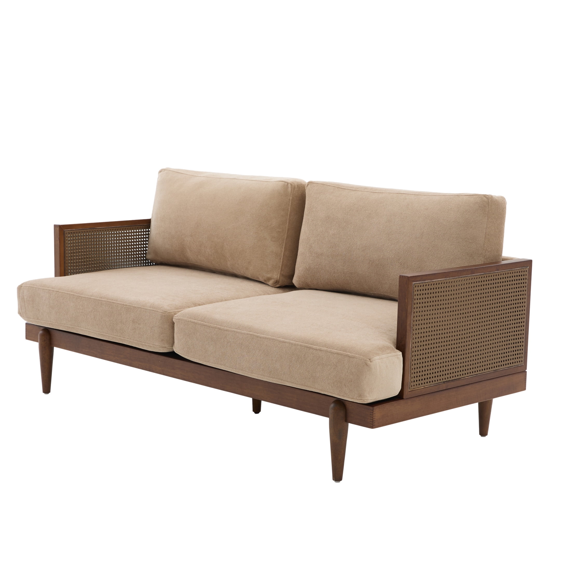 Christopher Knight Home Vintage 72“ Rattan 3-Seat Sofa with Solid Wood Frame, High-Rebound Cushions, Nomad
