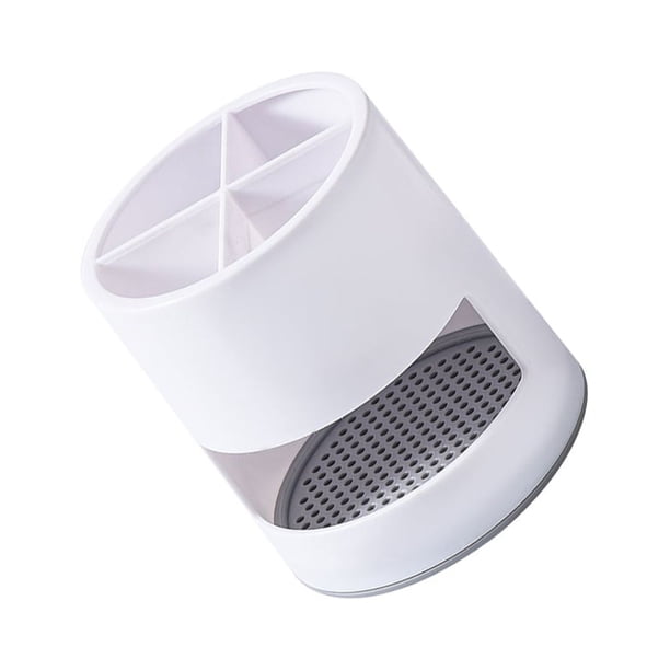 Bewildely Soporte para de dientes, lavable, 4 rejillas, cocina, baño, drenaje, ventilación, palillos, rebanador, soporte de Almacenamiento y organización del hogar Blanco