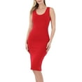 thumbnail image 1 of Womens Sleeveless Bodycon Tank Knee Length Midi Dress, 1 of 6