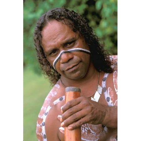 Australia Queensland Caims Aboriginal Didgeridoo Canvas Art - Bill Bachmann DanitaDelimont (18 x 27)