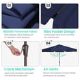 thumbnail image 3 of JUSTLET 110FT Outdoor Patio Umbrella with Crank Sysytem and 8 Sturdy Ribs, Round Umbrella for Garden, Poolside, Deck and Backyard, Navy, 3 of 8