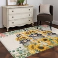 thumbnail image 3 of Kitchen Mats for Floor 3x5 Ft, Sunflower Gnomes Non Slip Area Rugs for Kitchen Bedroom Entryway, Spring Eucalyptus Floral Orange Plaid Washable Carpet Runner Rug Floor Mats for Bedroom Home Decor, 3 of 8