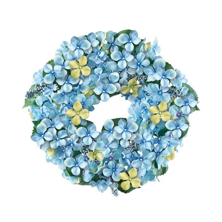 Berry Heart Wreath - Blue Hydrangea and Berries Floral Wreath - Spring Décor for Home or Outdoor Accent