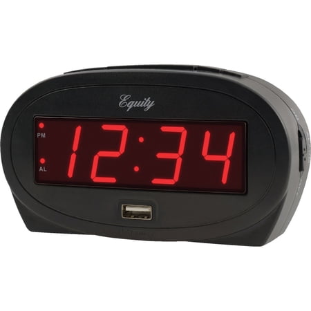 Equity LED Alarm Clock 30228 - Digital Display, Snooze Function - Red, Tabletop, Battery