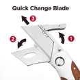 thumbnail image 4 of Swiss Tech Quick-Change Utility Knife, Wood Grain Handle Lock-Back Work Folding Knife with Clip, 4 of 7