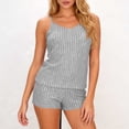 thumbnail image 2 of JSKUMAR Women's 2 Piece Sets Knit Strap Tank Top Shorts Casual Pajama Set Soft Comfortable Lounge Trendy Suit (Gray,XL), 2 of 8