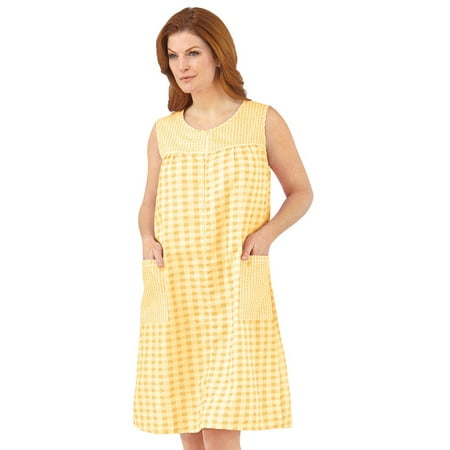 - Women's Zip Front Sleeveless Pocket Dress, Xxx Large, Yellow