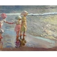 thumbnail image 2 of Sorolla, Joaquin 14x12 Black Ornate Wood Framed with Double Matting Museum Art Print Titled - The three sisters on the beach, 2 of 4