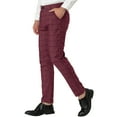 thumbnail image 4 of Unique Bargains Men's Slim Fit Plaid Business Pants Trousers with Pockets 38 Burgundy, 4 of 7
