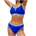 thumbnail image 2 of Hipattires Swimsuits for Women Clearance Plain Bikini Sets Blue 2 Piece Comfortable Ladies Athletic Swimwear Bathing Suits, 2 of 5