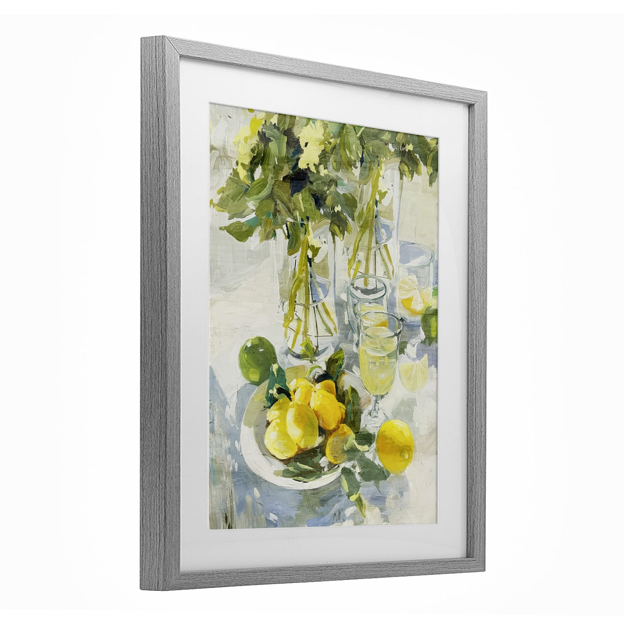 Stupell Industries Fresh Kitchen Lemons Spread Gray Framed Print Under Glass, design by Annabelle Hall