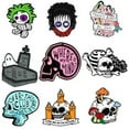 thumbnail image 2 of K-KED 4PCS Funny Lapel Brooch Pins Punk Skeleton Skull Enamel Backpack Badge Gifts !-Witch series#6-4PCS, 2 of 9