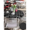 thumbnail image 5 of Outdoor Tablecloth with Umbrella Hole for Patio/Picnic/Party/Camping, Black Boho Waterproof Table Cloth Round Cover Washable, Vintage Ethnic Tribe Abstract Art Geometric (Dia 60"), 5 of 8