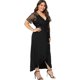 thumbnail image 3 of Vestido maxi con cintura imperio de talla grande Vestidos lisos semitransparentes divididos con volantes Adepaton WRMH-224-4, 3 of 5