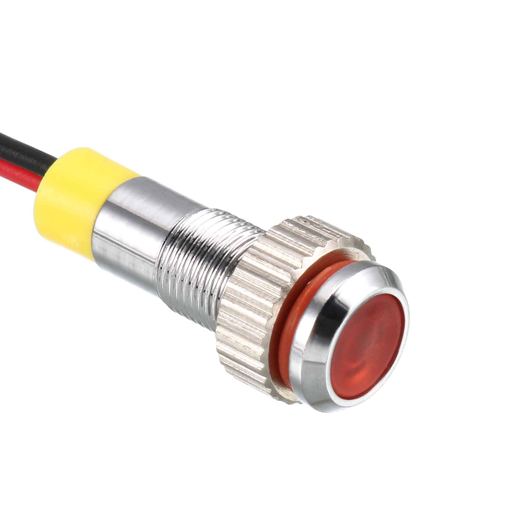 Uxcell DC 12V Red LED Metal Shell Indicator Pilot Light - Mini Signal Lamp 8mm Thread